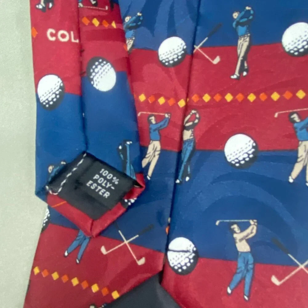 Whole In One Golf-Themed Red‎ BlueSilk Tie By Apostles Apparel Red/Blue 59x4